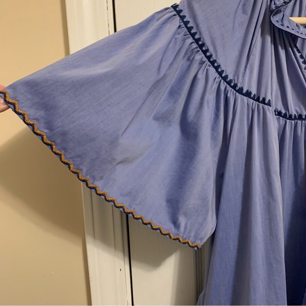 Karlie Light Blue Mini Dress with Navy Trim - Picture 6 of 13